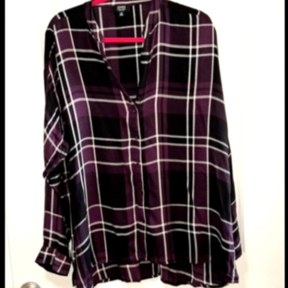 JONES NEW YORK SIGNATURE Women’s Purple Plaid Shirt - Picture 6 of 8